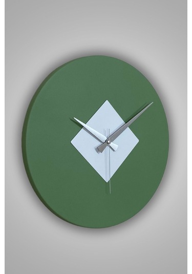 Roundka Model Metal Sıvama Akar Sessiz Mekanizmalı Duvar Saati 40 40 Cm Yeşil Beyaz
