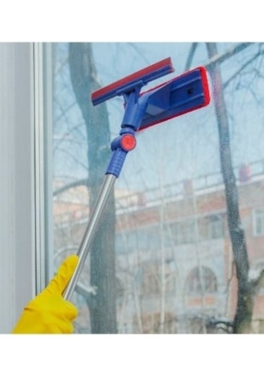Mikrofiber Hareketli Çekçekli Teleskopik Cam Silme Aparatı