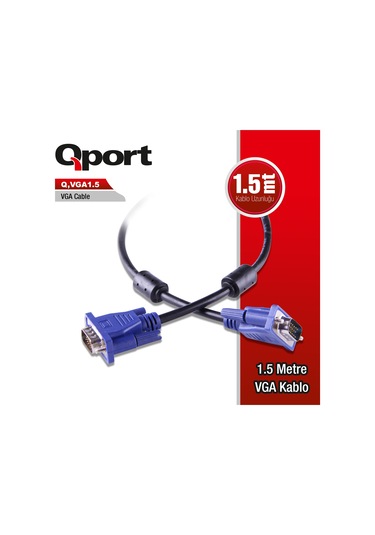 Qport Q-vga1.5 15 Pin Vga Kablo 1.5 Mt