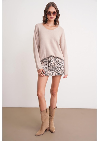 6901 Kadın Yumuşak Dokulu Basic Kazak Camel CAMEL