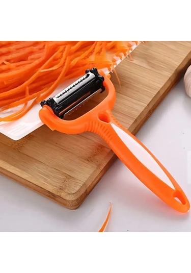 Dofolink Mutfak İçin Çok Fonksiyonlu Meyve Sebze Soyucu Dilimleyici - Paslanmaz Çelik Bıçaklı, Abs Kolu, El Ve Makine Yıkama Uygun Turuncu