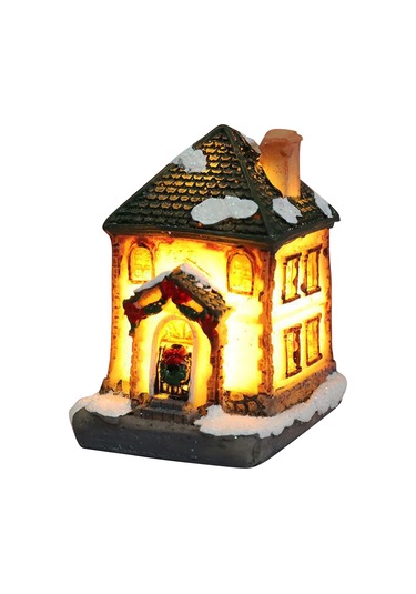 Yifomall Noel Dekorasyonu A Modeli: Pvc+reçine Işıklı Küçük Ev, Mikro Peyzaj Figürü, Noel Hediyesi Diğer