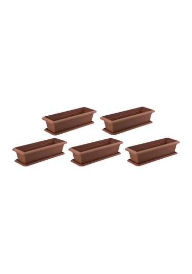 Omnipazar Sy-5785 Orta Antik Köşeli Tabaklı Saksı 46 Lt Kahverengi 5 Adet