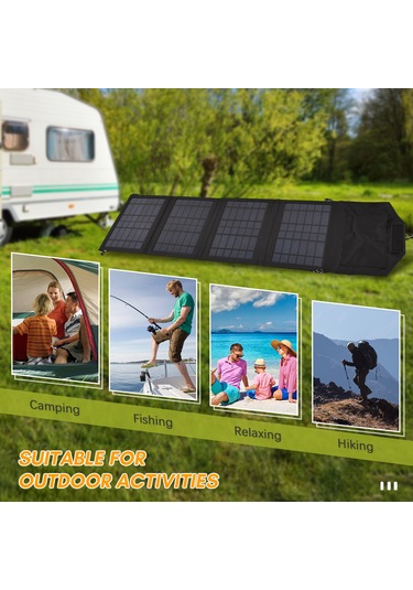 Hfambition 14w Çift Usb Güneş Enerjisi Şarj Paneli, Katlanabilir Taşınabilir Solar Şarj Cihazı 4 Katlı