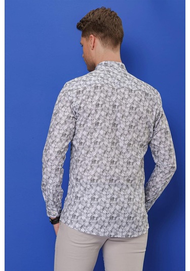 G 1542 Slim Fit Gri Klasik Gömlek Gri