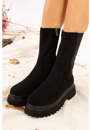 Fox Shoes Siyah Süet Kadın Bot J267063102