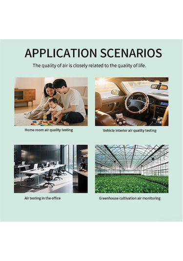 Shineyee 6 Farklı Parametre İçeren Çevre Monitörü - Pm2.5, Co2, Tvoc, Hcho, Sıcaklık Ve Nem Sensörü - Dahili Pil Ve Beyaz Standart Paket