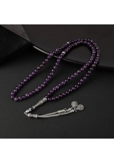 Sertifikalı Ametist Doğal Taş Tesbih 99luk 6mm