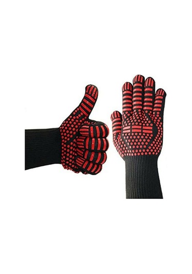 Hangfox 800 C Isı Dayanıklı Izgara Eldiveni - Kırmızı 30cm - 2 Adet - Ev/manav/grill Kullanıma Uygun Çok Renkli