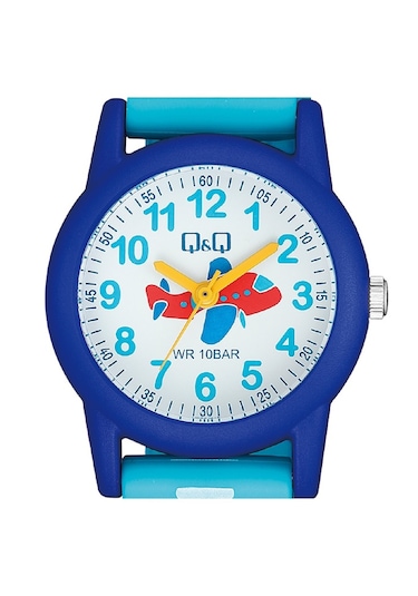 Q&q Qcg9918 Mavi Uçak Havacılık Su Geçirmez Erkek Çocuk Kol Saati
