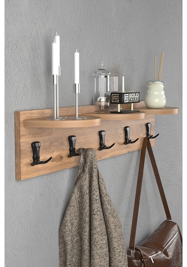 Askılık Duvar Elbise Askılığı Portmanto 80 Cm Ceviz Diğer