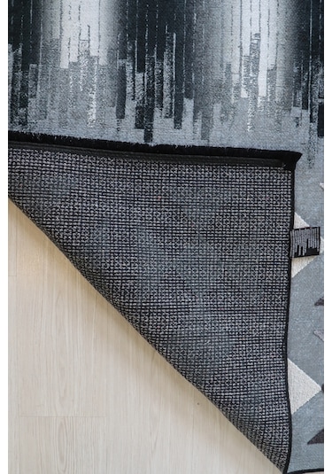 Gri Kilim Dekoratif Salon Halısı Makinada Yıkanabilir Mutfak Halı