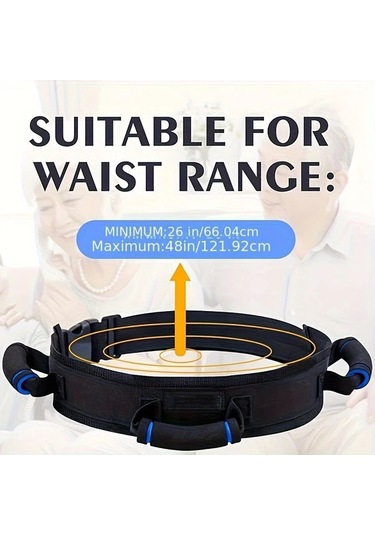 Willowhaven Siyah Ergonomik Transfer Kemeri 3 Tutacaklı Yaşlı Ve Hasta Güvenli Hareket