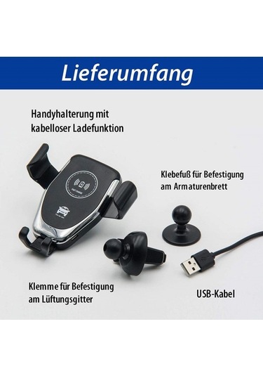 Wisdomselect Kablosuz Araç Şarj Cihazı, Cep Telefonu Şarj Cihazı, Cep Telefonu Tutucusu, Kablosuz Şarj Cihazı Siyah Vantuzlu Siyah 7wl8fb