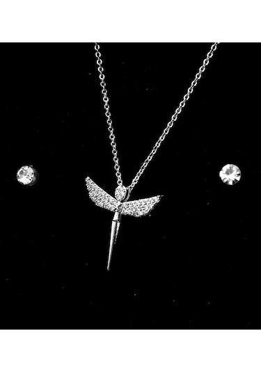 Sevgililer Gününe Özel Tasarım Kutulu Melek Kolye & Melek Bileklik & Zirkon Taşlı Bileklik & Küpe & Saat Seti Çok Renkli