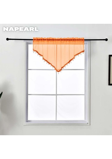 Turuncu 1 Adet Napearl Şeker Renkler Dekoratif Saçak Perde Sırf Mutfak Yatak Odası Pencere Kısa Tül Perde Ev Dekor İçin