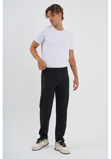 Shooter Sportswear Erkek Antrasit Eşofman Altı Fermuarlı Üç Cep Rahat Kalıp Klasik Paça Siyah