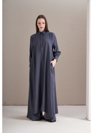 A Pile Ekstra Salaş Modal Elbise İndigo İndigo