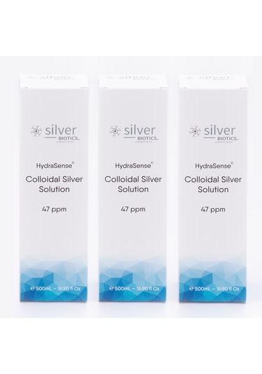 Silverbiotics 47PPM HydraSense Kolloidal Gümüş Suyu 3 x 500 ML