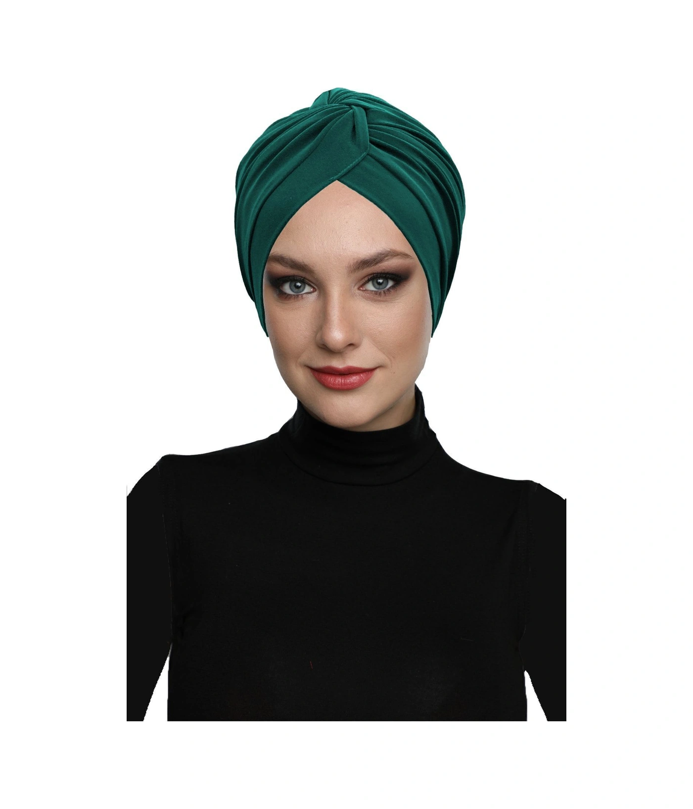 Çapraz Kancalı Yeşil Hazır Türban Tesettür Dış Ve Havuz Bonesi Hürrem