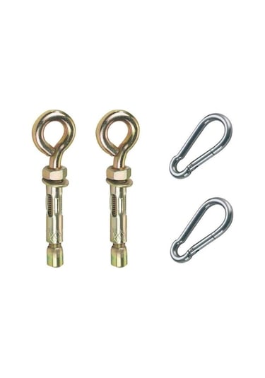 2 Adet Salıncak Hamak Asma Aparatı, Tavan Salıncağı Için Kancalı Çelik Dubel + 2 Adet Karabina Kanca