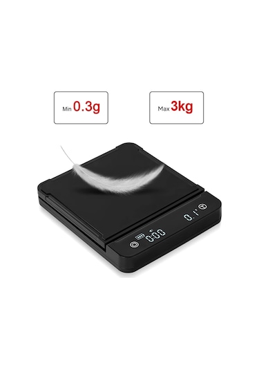 Kahve Ölçeği Elektronik Ölçek Zaman Şarj El Dökme Led Ekran Siyah