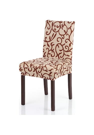 Mufunye Şampanya Rengi Totem Desenli Esnek Koltuk Kılıfı - Otel Restoran Bilgisayar Koltuğu İçin Tüm Amaçlı Tek Parça Örtü Şampanya