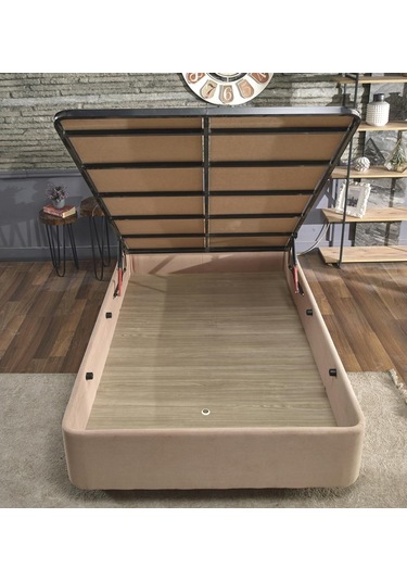 Nironyatak Niron Rama Baza Ve Başlık Seti 120X200 Cm Tek Kişilik Sütlü Kahve