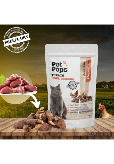 Petpops Tavuk Yürek Freeze Dry Kedi Ödül Maması 40 G