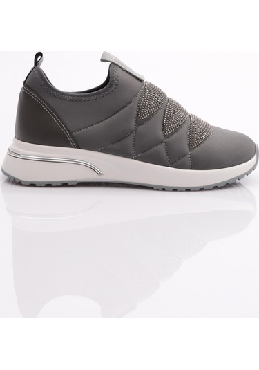 Dgn 222 Kadin Kalin Taban Baklava Desenli Sneaker Ayakkabi 222-2494-R10683 Gri - Gri