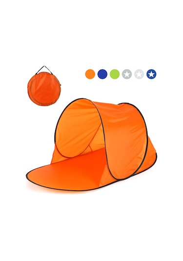 Ximistore9 Tek Kişilik Hızlı Açılabilir Sahil Çadırı - Uv Ve Su Geçirmez, 190t Poliester, Turuncu Çok Renkli