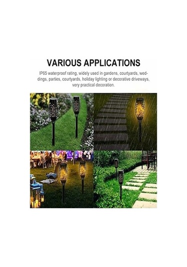 Ebitda 4 Adet Su Geçirmez Güneş Enerjili Alev Işıkları, 12 Led, Bahçe Dekorasyonu İçin Meşale Işıkları