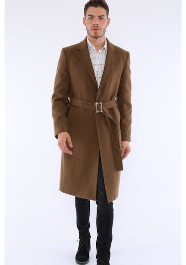 Plt8400 Dewberry Erkek Palto-Camel-Camel Koyu Camel
