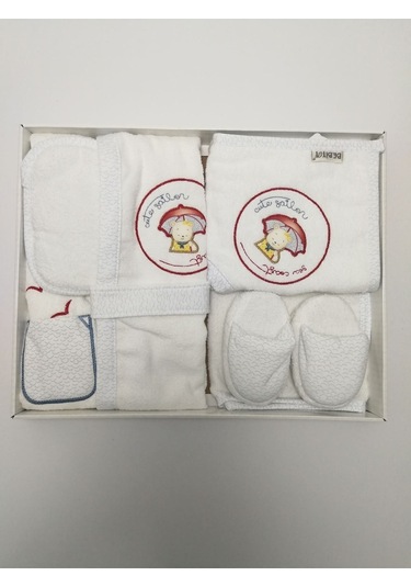 30020 Kırmızı Şemsiyeli Bornoz Seti