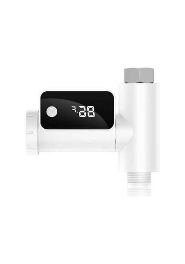 Pazly Dijital Duş Termometresi - Led Ekranlı Su Sıcaklık Ölçer, Kolay Kurulum, 360 Dönebilir 112 Karakter Beyaz Beyaz