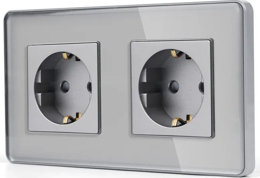 Dealuxx Cam Çerçeveli İki Pimli Gri Priz 398340773