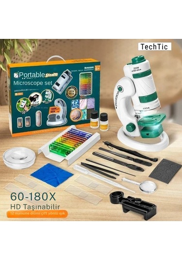 Techtic Dijital Mikroskop Seti 60-180x Büyütme El Mini Eğitici