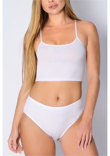 Penye Likralı Bikini Beyaz