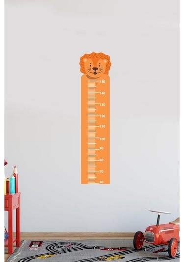 Sevimli Hayvan Aslan Tasarımlı Boy Ölçer Sticker