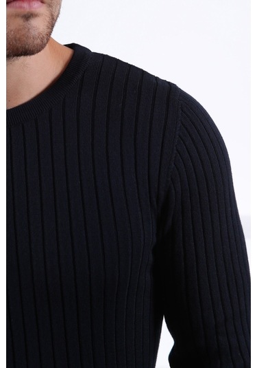 Ferraro Lacivert Bisiklet Yaka Fitilli Erkek Kazak Koyu Lacivert