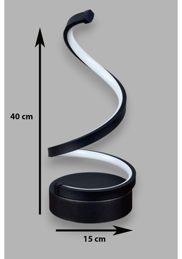 Lara Siyah Renk Gün Işığı Led Işıklı Modern Tasarım Led Masa Lambası - Abajur - Gece Lambası Siyah