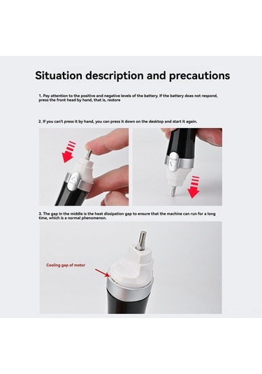 Vkemall Mini Elektrikli Piston Tipi Taşlama Parlatma Kalemi - Küçük Boy Taşlama Delme Aleti - El İşleri Dıy Araç Seti 1 Makine + 8 Uç