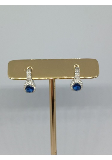 925 Ayar Gümüş Lacivert Safir Taşlı Takı Seti Kolye Ucu, Yüzük Ve Küpe Gümüş