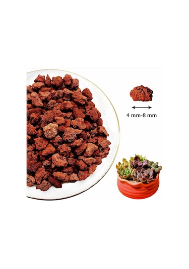 Pomza Taşı 10 KG 4-8 mm Kırmızı Pomza Lav Taşı Volkanik Tüf Dekoratif Ponza Taşı