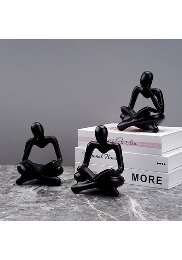 Fastbuy Modern Akrilik Okuyucu Heykeli, Salon Kütüphane Dekoru, Siyah Ev Dekoru Figur, Dayanıklı, Sanat Heykeli, Konforlu Ev