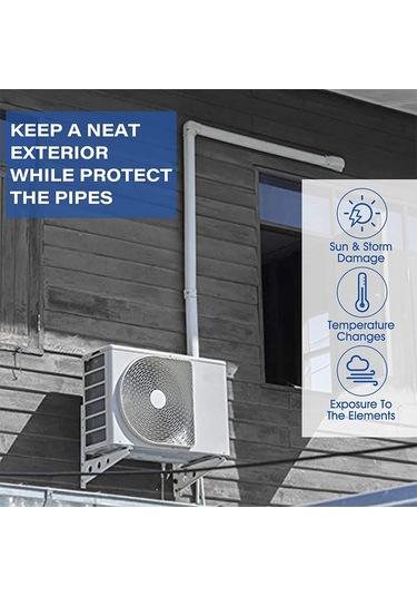 Qingmipy Pvc Klima Boru Koruyucu, Duvar Hattı Gizleyici, 5-10hp Uyumlu, Boyanabilir, Hızlı Kurulum, İç/ön Dış Kullanım