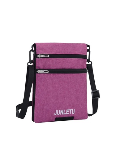 Fortunelane Yolculuk Belgeleri İçin Su Geçirmez Çift Katlı Nylon Boyun Çantası - Pembe Ayarlanabilir Askı, Gizli Cep Kırmızı Kırmızı