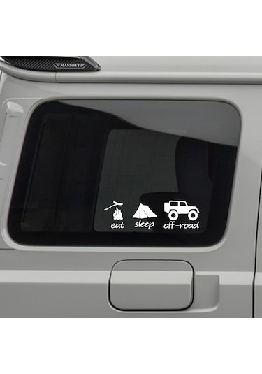 Eat Sleep Offroad Sticker - 4x4 Sticker - 15cmx5cm - Beyaz