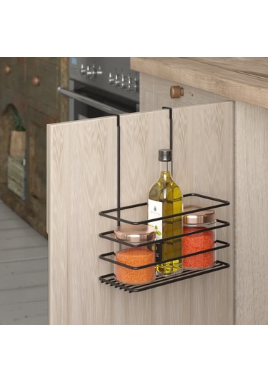 Teknotel Askılı Dolap İçi Tek Katlı Banyo&mutfak Rafı Mat Siyah S Siyah