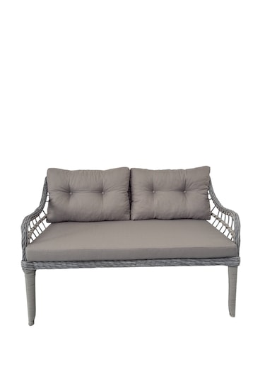 Kaş 2+1+1+sehpa Bahçe Balkon Mobilyası,gri Rattan/gri Kumaş Gri